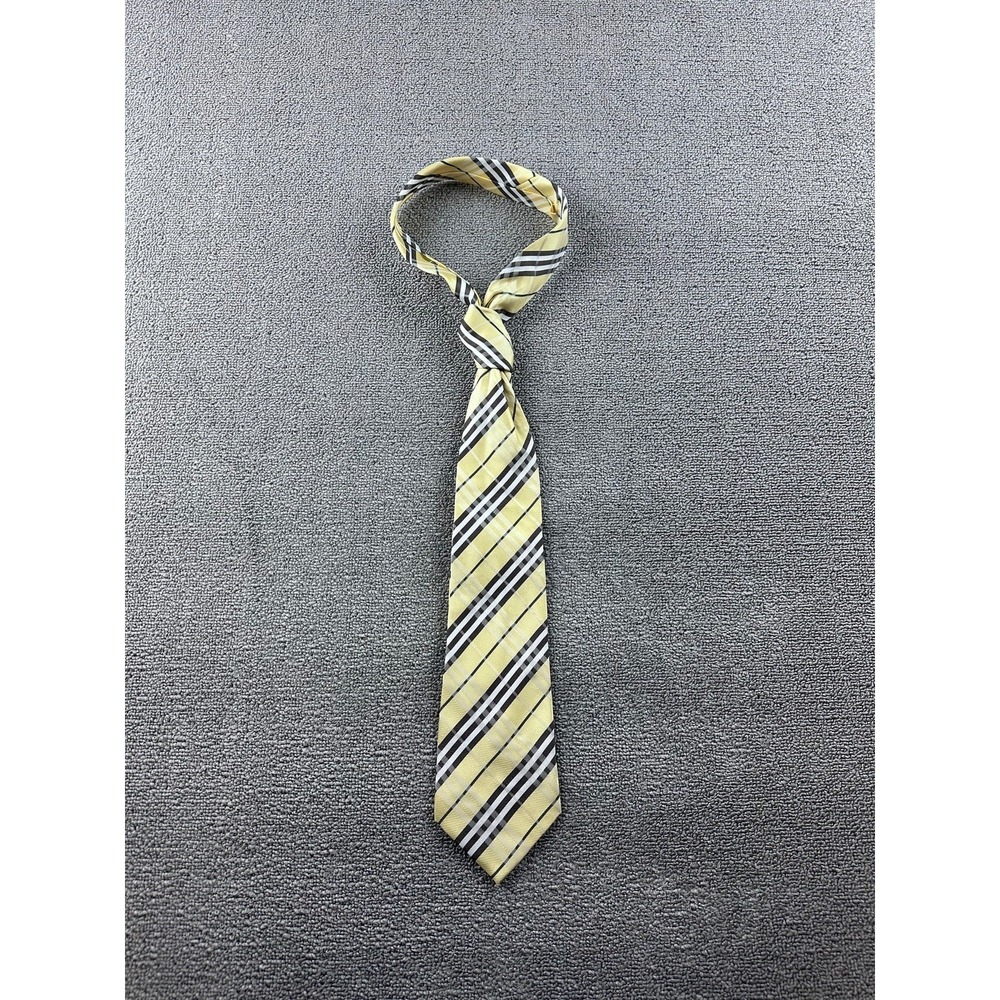 Kai Long Men Silk Tie Yellow Plaid Handmade Classic Designer Preppy Formal